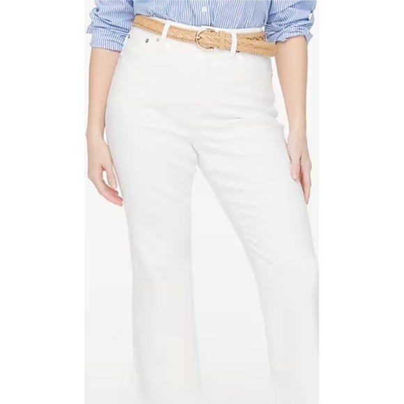 J. Crew Denim - J.Crew Mid-Rise Flare Crop White Jeans Raw Hem Signature Stretch Sz 25‎ NWT $118